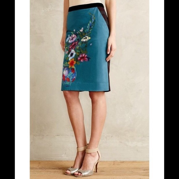 ANTHROPOLOGIE HD in PARIS - Painted Flower skirt - Picture 1 of 8
